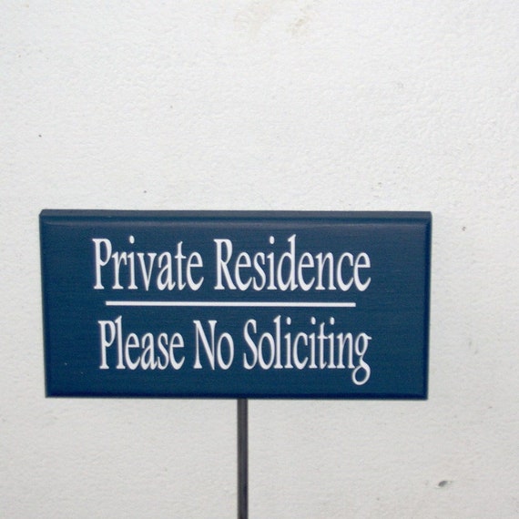 Private Residence Please No Soliciting Stake Sign Outdoor Front Yard Privacy Do Not Disturb Signage For Homes or Business Property Signs