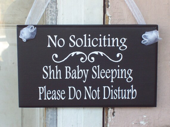 No Soliciting Baby Sleeping Please Do Not Disturb Wood Vinyl Sign Mother's Day Baby Shower Gift New Baby Home Living Door Hanger Porch Sign