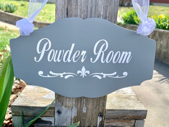 Decorative Bathroom Sign for Toilette Door or Wall Interior Wood Directional Signage for Home or Business Decor