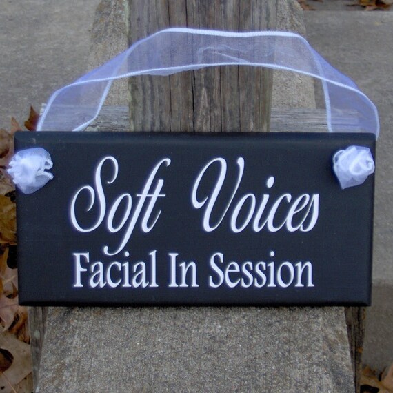 Soft Voices Facial In Session Sign Wood Sign Vinyl Door Signs For Office Business Door Hanger Lobby Sign Indoor Sign Do Not Disturb Plaque