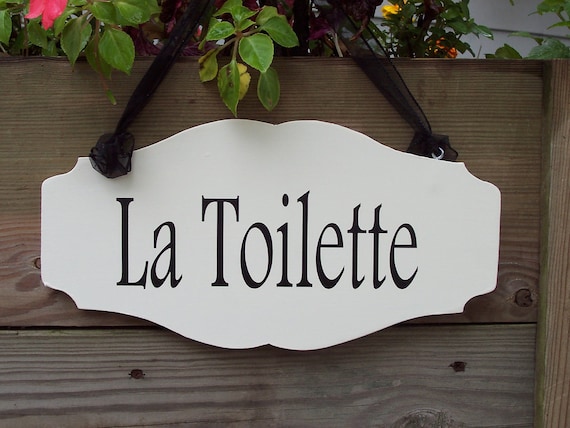 La Toilette Signs Bathroom Door Decor French Cottage Style Scallop Interior Family Home Decor Gift for Hallway Powder Room Wood Vinyl Sign