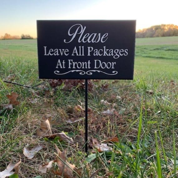 Please Leave Packages Front Door Wood Vinyl Stake Sign Functional Everyday Decor Directional Signage Every Day Home Entrance Deliveries