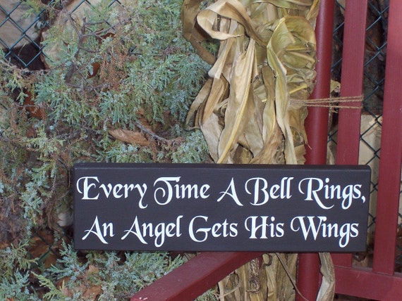 Christmas Signs Every Time a Bell Rings an Angel Gets His Wings Holiday Wall Hanging Gifts Home Decorations Ornaments Wood Vinyl Decor Gifts