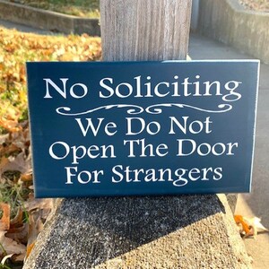 No Soliciting Do Not Open Door For Strangers Wood Sign Vinyl Home Decor Front Door Hanger Privacy Sign Do Not Disturb Yard Sign Porch Sign image 4