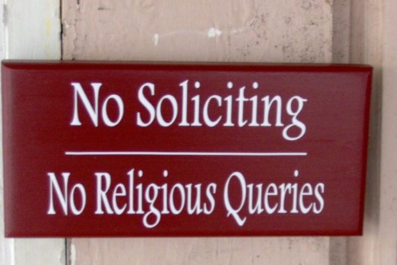 No Soliciting No Religious Queries Wood Vinyl Sign Country Red Wood Decoration Outdoor Entrance Porch Wall Hanging or Front Door Decor