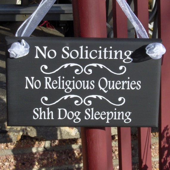 No Soliciting No Religious Queries Shh Dog Sleeping Wood Vinyl Sign Outdoor Yard Sign Porch Wall Hang Unique Home Decor Front Door Sign Art
