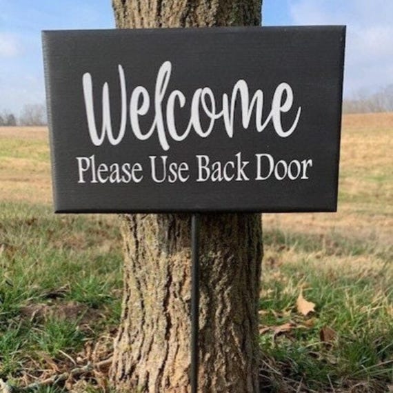Yard Stake Decor Welcome Signs Please Use Side Door Entry Door Directional Plaque Wood Vinyl Sign Entry Porch for Homes Offices and Business