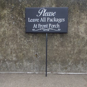 Please Leave Packages Front Door Wood Vinyl Stake Sign Functional Everyday Decor Directional Signage Every Day Home Entrance Deliveries zdjęcie 6