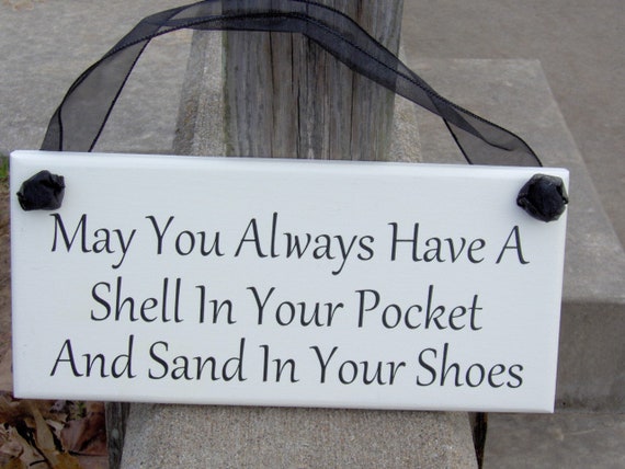 May You Always Have A Shell In Your Pocket Sand In Your Shoes Wood Vinyl Sign Beach Cottage Style Home Accent Wall Hanging Plaque Decor Art