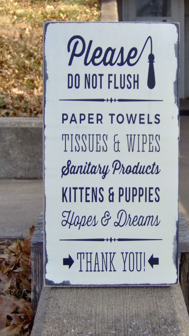 Please Do Not Flush Toilet Paper Only Septic Safe Bathroom Etsy Canada
