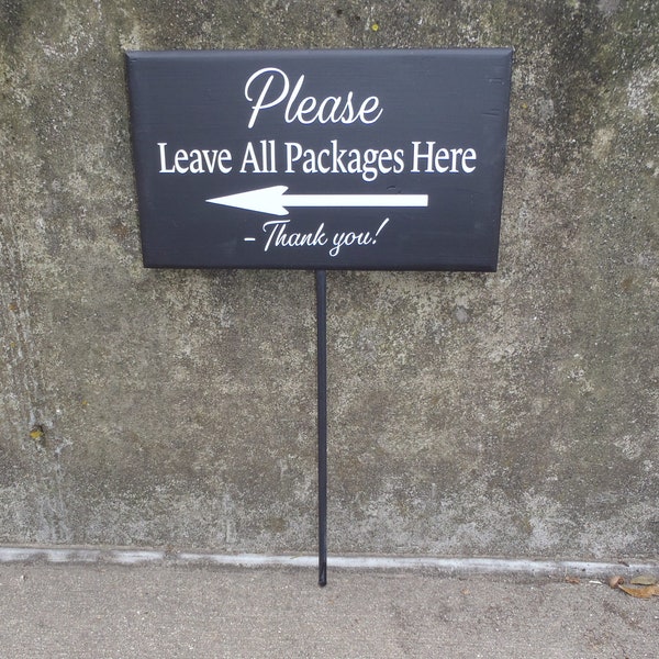 Please Leave Packages Here Arrow Left Right Directional Wood Vinyl Stake Sign Front Door Sign Everyday Entryway Porch Outdoor Yard Sign Art