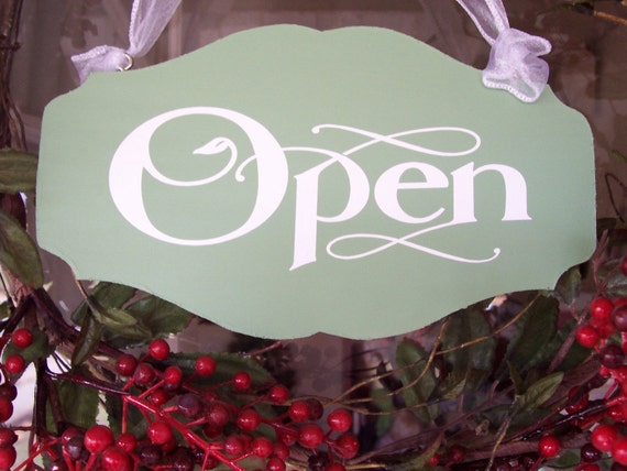 Signs for Business Reversible Open Closed Sign for Salons Boutiques Shops Retail Stores Two Sided Open For Business Wood Vinyl Door Signage