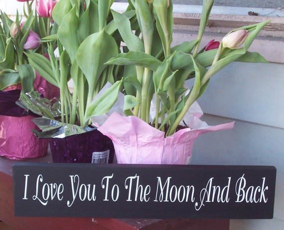 Love You Moon And Back Room Sign Wall Hanging Personalized Gifts for Home Decoration Wall Decor Bedroom Nursery Kids Rooms Wood Vinyl Sign