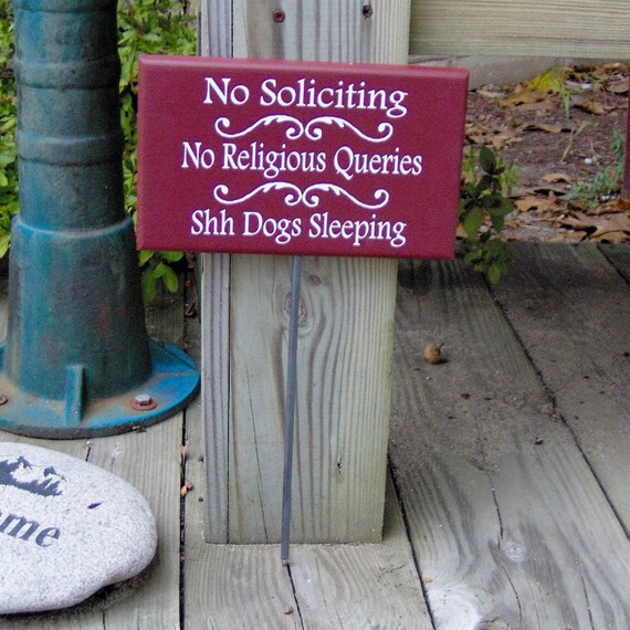 Entry Lawn Stake Sign Outdoor No Soliciting No Religious Queries Shh Dogs Sleeping Wood Vinyl Sign for Yard Direction Front Landscape Drive