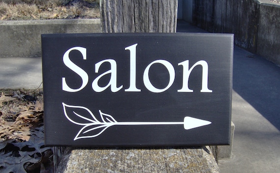 Salon Directional Arrow Sign Wooden Vinyl Signs Wall Decor Outdoor Exterior Home Business Signage Health and Beauty Spa Massage Therapy Art