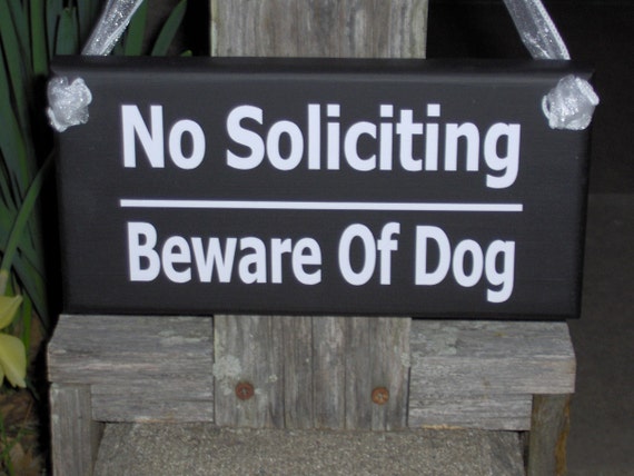 Doorway Sign No Soliciting Beware of Dog Wood Vinyl Signs for Dog Lovers