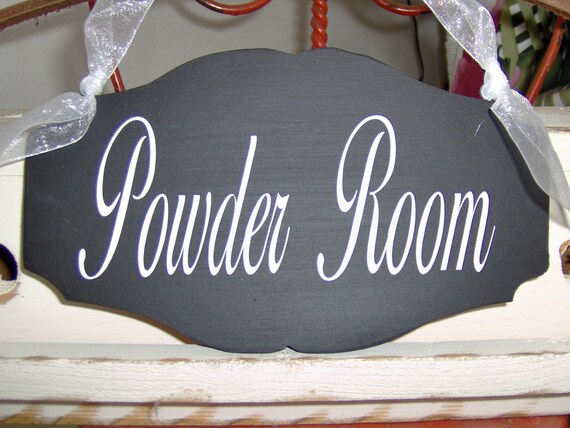 Decor for the Bathroom Powder Room Sign Directional Bath Door Hanger Interior Home Decor or Vacation Rental Door Decor Wood Vinyl Signs