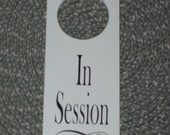 In Session Sign Hanger Wood Vinyl Sign Hanging Door Knob Hanger for Therapists Counselors Spas Salons Home Business Custom Unique Gift Decor