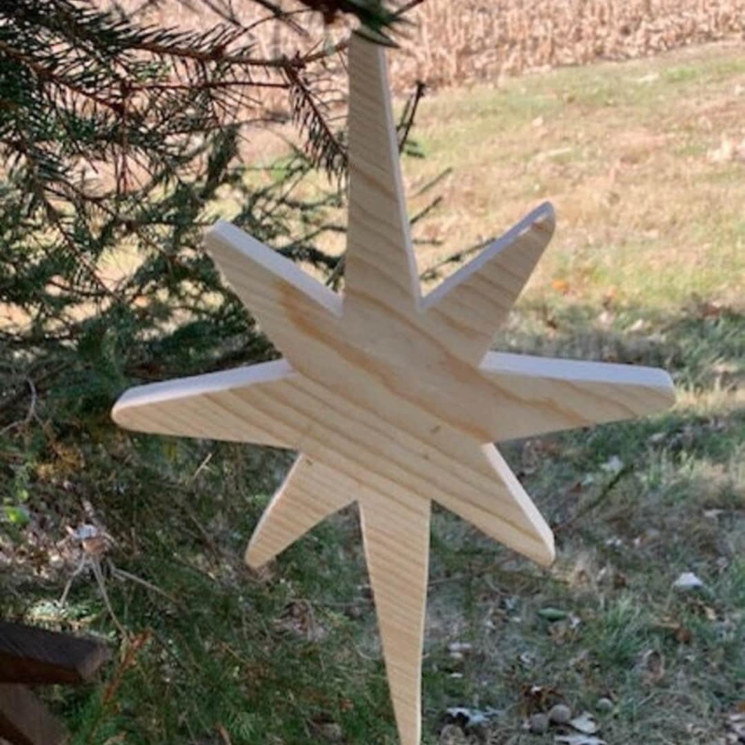 Christmas Star Wooden Tree Ornament Natural Handmade Gift Ad It to A ...