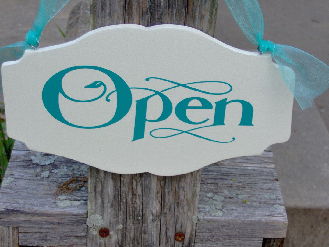 Open Closed Wood Vinyl Sign Two Sided Sign Store Shop Beauty Salon Spa ...