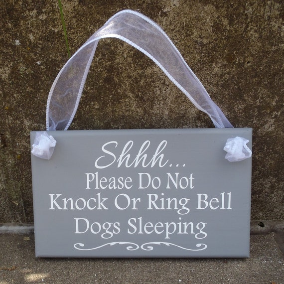 Dogs Sleeping Do Not Knock or Ring Bell Custom Doorbell Sign Do Not Disturb Front Door Decor for Homes or Businesses Beware Wood Vinyl Sign