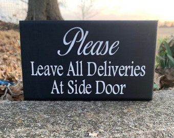 Package Delivery Signs Outdoor Directional Wood Hanging Sign for Door or Wall Decor Custom Entry Home or Business Wooden Vinyl Packages Sign