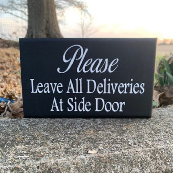 Package Delivery Signs Outdoor Directional Wood Hanging Sign for Door or Wall Decor Custom Entry Home or Business Wooden Vinyl Packages Sign