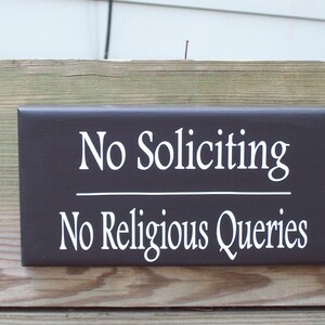 No Soliciting No Religious Queries Wood Vinyl Sign Porch Front Door ...