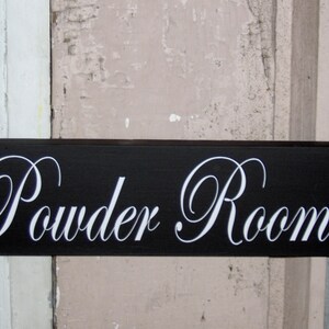 Bathroom Sign for Powder Room Interior Door Decor for Home or Business Powder Room Signs Decorative Directional Indoor Wooden Vinyl Signage