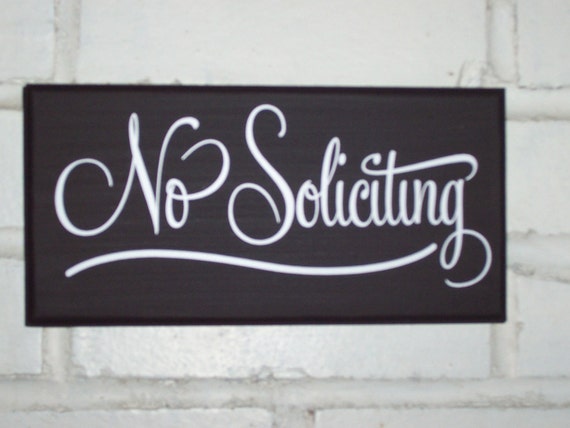 No Soliciting Sign Modern Home Decor Wood Vinyl Outdoor Solicitors Plaque Front Door or as a Garden Yard or Porch Door or Wall Entrance Sign