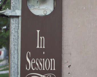 In Session Vinyl Wood Sign Door Knob Hanger Quiet Please Office Supply Door Decor Business Display Signage