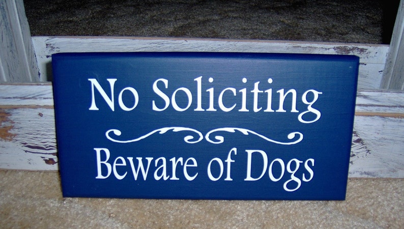 No Soliciting Beware Of Dogs Sign for Home Wood Vinyl Signage for Pet Owners Front Door Porch Entry Decor Outdoor Home Owner Decorations Art image 3