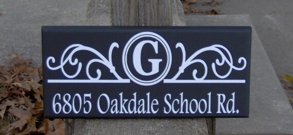 Monogram Initial Street Address Name House Number Plaque Wood Sign Vinyl Personalized Gift Door Decor Wall Hangings Family Sign Porch Sign