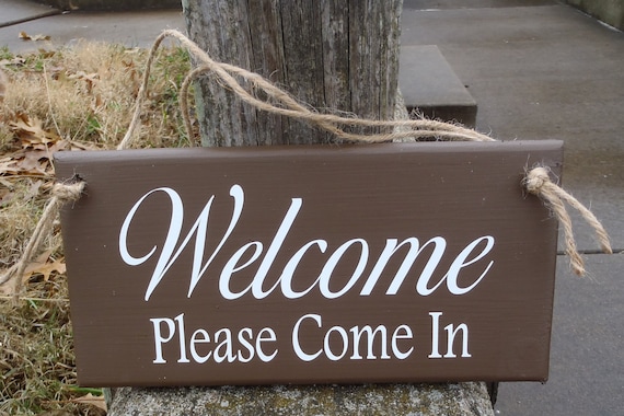 Welcome Signage Please Come In Wood Vinyl Sign Entryway Office Sign Business Supplies Massage Therapy Salon Spa Shop Office Decor Door Sign