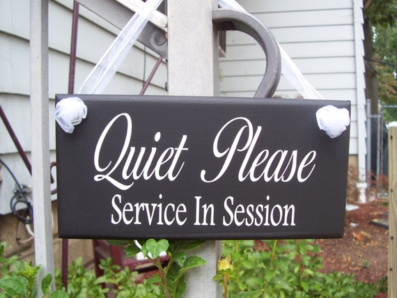 Quiet Please Service In Session Wood Sign Vinyl Door Plaque Office Supply Business Sign for Beauty Shop Hair Salon Massage Therapy Counselor