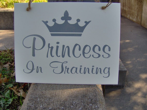 Princess In Training Wood Vinyl Sign Crown Little Girl Kid Bedroom Door Hanger Club House Play Room Toy Room Home Birthday Gift Party Sign