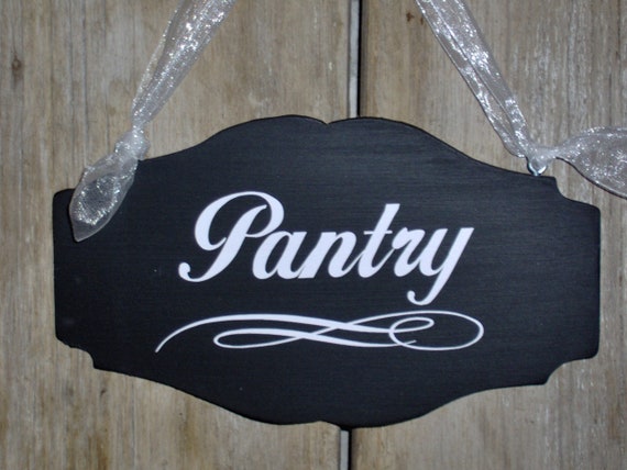 Kitchen Pantry Door Wood Sign Scalloped Cutout Design Wood Vinyl Decor