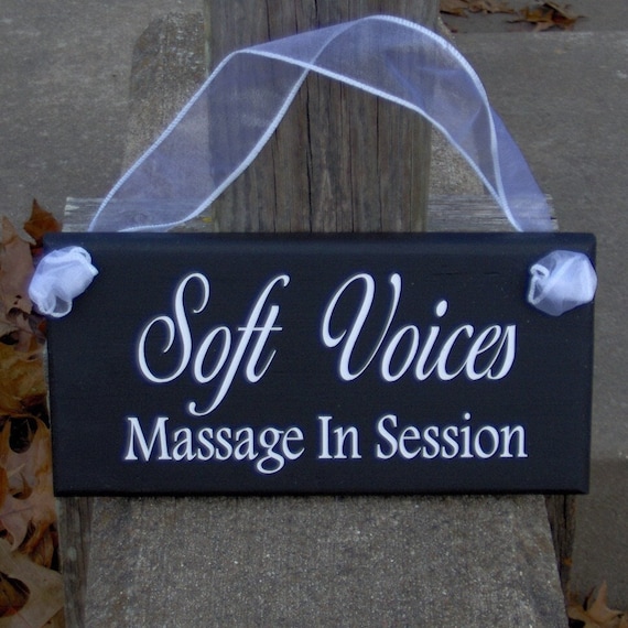Soft Voices Massage In Session Wood Sign Vinyl Door Hanger Business Office Supplies Massage Wall Sign Therapy Service In Progress Door Sign