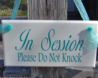 In Session Sign Please Do Not Knock Wood Vinyl Sign Door Hanger Massage Quiet Please Wait Office Supply Door Business Sign Health Wellness