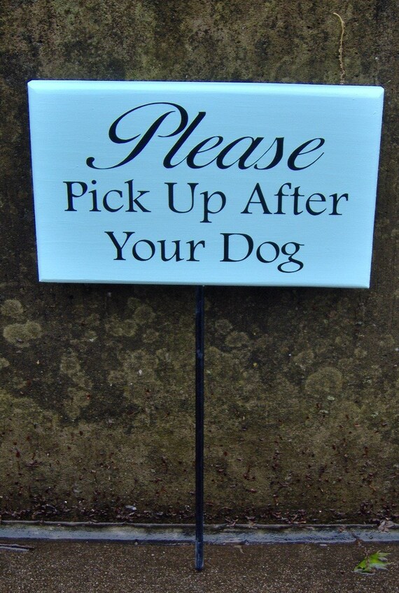 Please Pick Up After Dog Sign with Stake Front Yard Curb Your Dog Sign Landscape No Poop Outdoor Lawn Decor Homes Business Wood Vinyl Signs