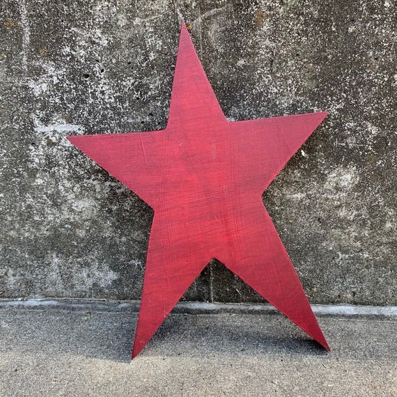 Wooden Star Decor Rustic Wall Decor for Indoor or Outdoor Patriotic Americana or Christmas Seasonal Red Handmade Primitive Charm