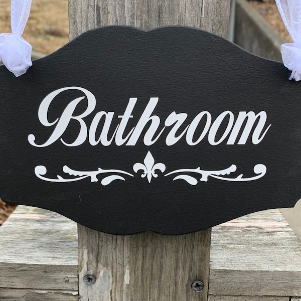 Bathroom Door Sign Interior Home Decor or Business Decor Handcrafted Door Plaques Powder Room Signage