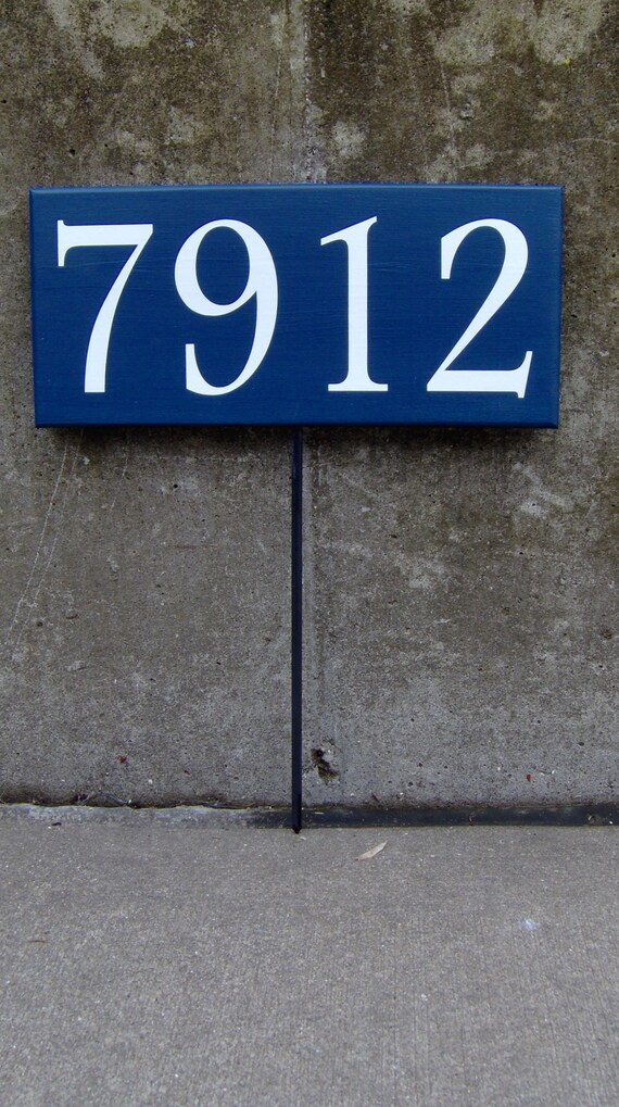 House Number Plaque House Number Sign Wood Vinyl Stake Sign Navy Blue Street Signs Address Sign Wall Porch Sign Front Door Signs Personalize