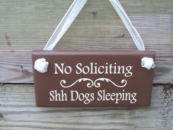 No Soliciting Sign Dogs Sleeping Outdoor Pet Supplies Plaque Front Door Decor or Porch Wall Hanging Wood Vinyl Signage for Home or Business