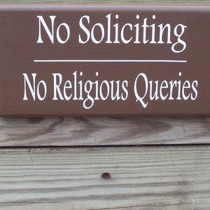 No Soliciting No Religious Queries Wood Vinyl Front Entry Door or Wall ...