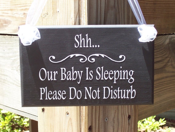 Baby Sleeping Please Do Not Disturb Wood Vinyl Sign Entryway Home Porch Sign or Baby Shower Gift for New Baby Nursery or Front Door Decor