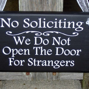 No Soliciting Do Not Open Door For Strangers Wood Sign Vinyl Home Decor Front Door Hanger Privacy Sign Do Not Disturb Yard Sign Porch Sign image 8