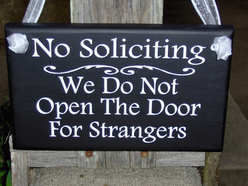 No Soliciting Do Not Open Door For Strangers Wood Sign Vinyl Home Decor Front Door Hanger Privacy Sign Do Not Disturb Yard Sign Porch Sign image 8