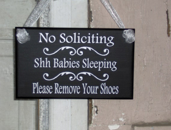 No Soliciting Shh Babies Sleeping Please Remove Shoes Wood Vinyl Sign Do Not Disturb Wooden Home Decor Front Door Porch Gift For Mom To Be