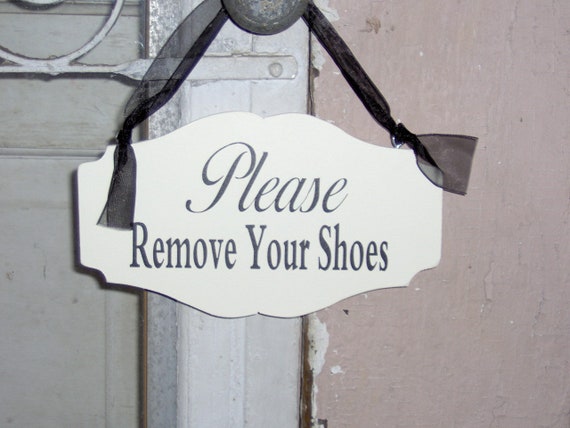 Please Remove Your Shoes Sign Entry Door Decor or Wall Hanging with Color Options Home or Business or Gift No Shoes Wood Vinyl Signage